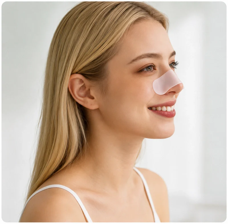 Woman smiling while wearing the SculptAura™ device